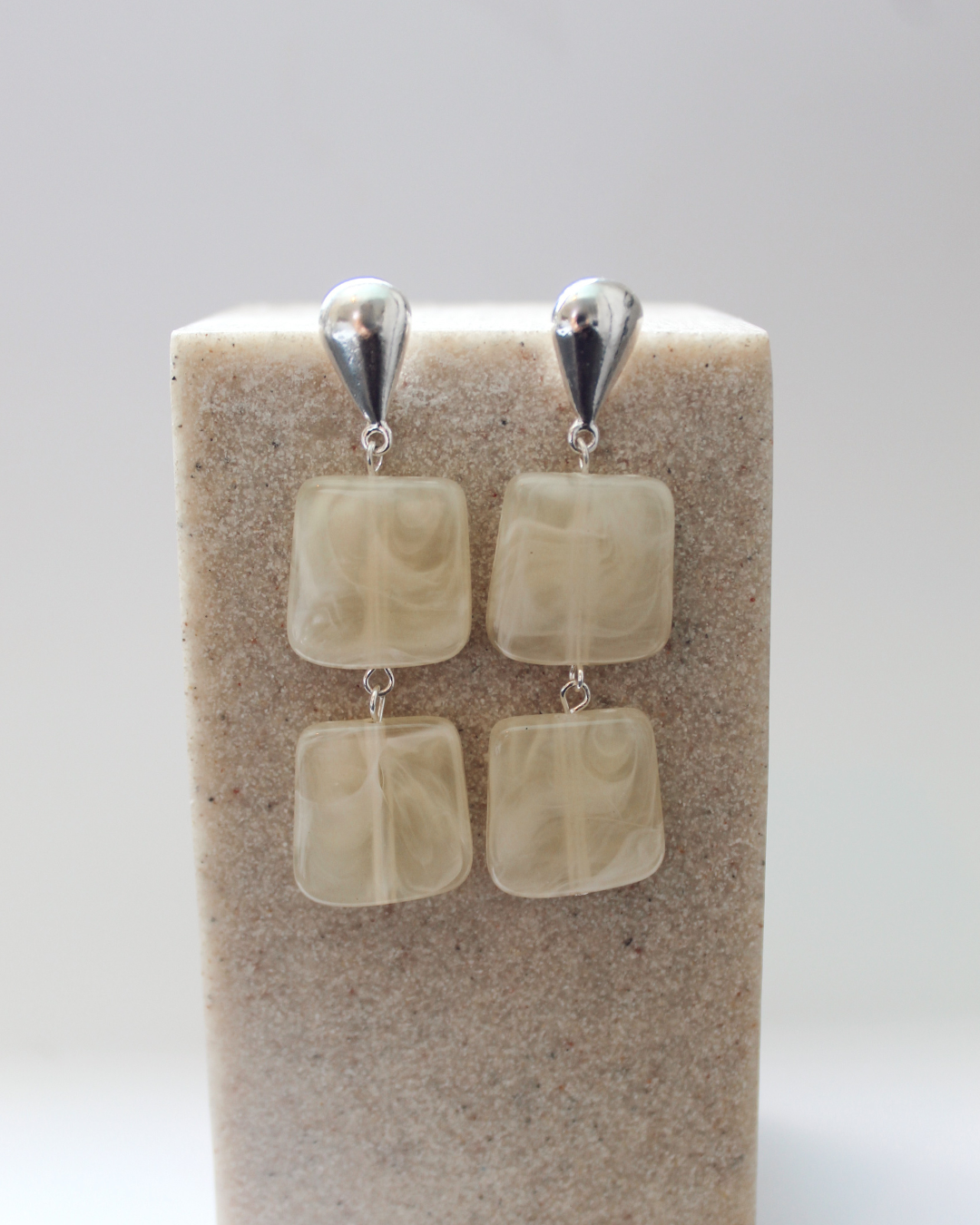 Aros colgantes piedra cuadrada