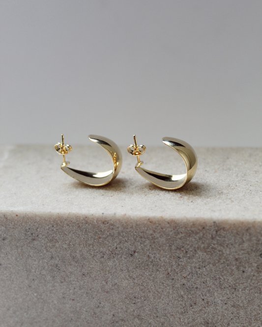 Aros canoa bañados en oro 18k