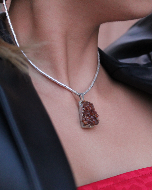Collar citrino enchapado en plata 925